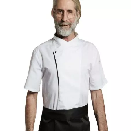 Gabacha Cruzada de Manga Corta de Color Blanco Talla  XL CHECKEDOUT CU110D0201E-XL