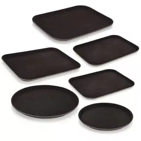 Azafate Rectangular Antideslizante de Fibra de Vidrio de 12 x 16 Pulgadas, Color Cafe MASTER CHEF JW-R1216CTBR