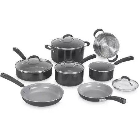 Ollas de Ceramica con Antiadherente de Color Negro, Set 11 Piezas CUISINART 54C-11BK