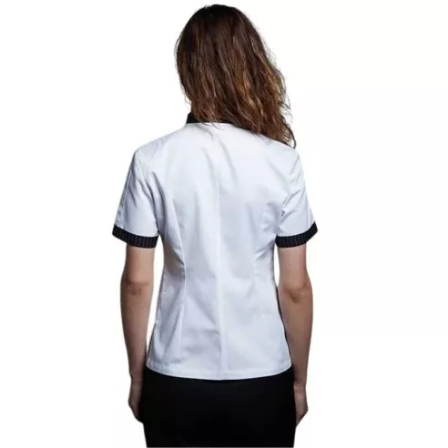 Gabacha Cruzada de Manga Corta de Color Blanco Talla L CHECKEDOUT CW104D0200A-L