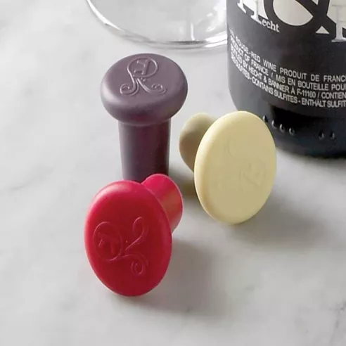 Tapon de Silicon para Botella de Vino, Paquete de 4 Unidades de Colores Surtidos FOX RUN BRANDS B229