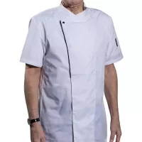 Gabacha Ejecutiva de Manga Corta de Color Blanco con Borde Negro Talla S CHECKEDOUT CU110D0201E-S