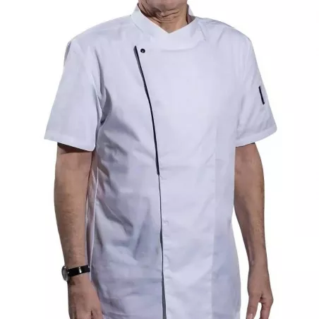 Gabacha Ejecutiva de Manga Corta de Color Blanco con Borde Negro Talla S CHECKEDOUT CU110D0201E-S