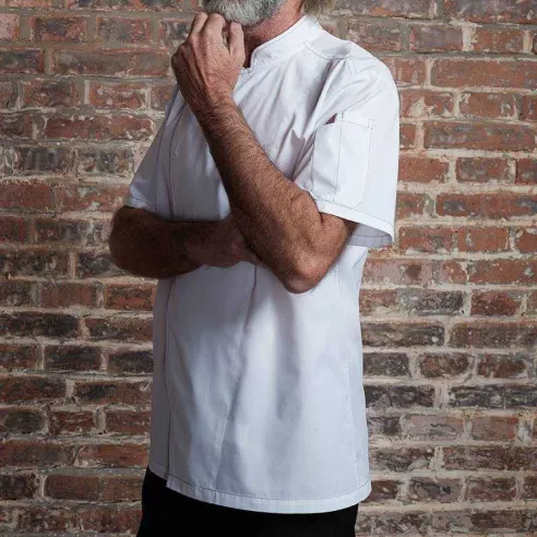 Gabacha Cruzada Manga Corta, Talla 3XL, Color Blanco  CHECKEDOUT CU168D0200E-3XL