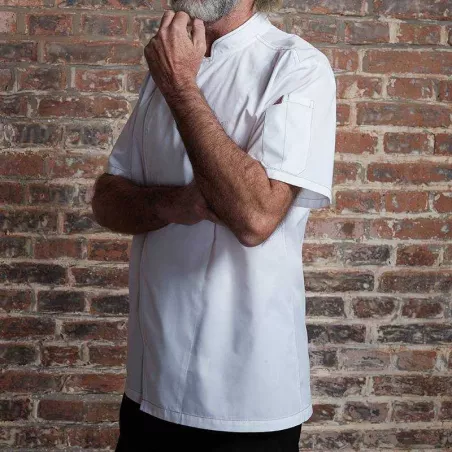 Gabacha Cruzada Manga Corta, Talla 3XL, Color Blanco  CHECKEDOUT CU168D0200E-3XL