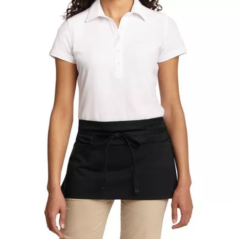 Delantal para Ayudante de Cocina o Salonero con 3 Bolsillos de Color Negro MASTER CHEF WAP-BK