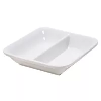 Plato Salsero de Melamina con Dos Divisiones de 3.5 Pulgadas, Color Blanco  MASTER CHEF D072