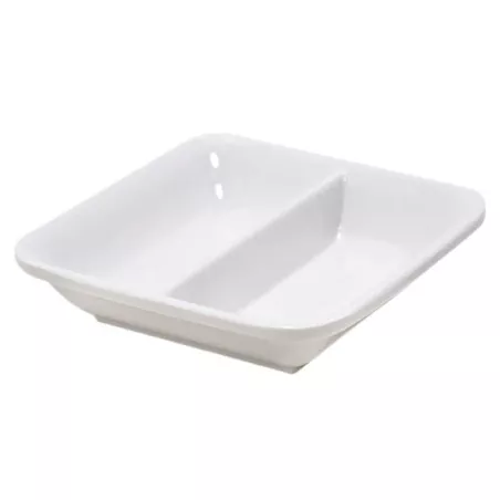 Plato Salsero de Melamina con Dos Divisiones de 3.5 Pulgadas, Color Blanco  MASTER CHEF D072