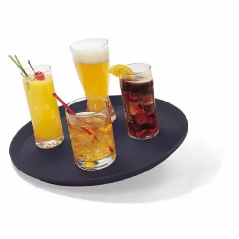 Azafate Antideslizante Redondo de Fibra de Vidrio de Color Cafe de 16 Pulgadas MASTER CHEF 1600CT