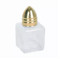 Salero de Vidrio con Forma de Cubo con Tapa de Acero Inoxidable de 1/2 Onza, Color Dorado THUNDER GLTWCC205
