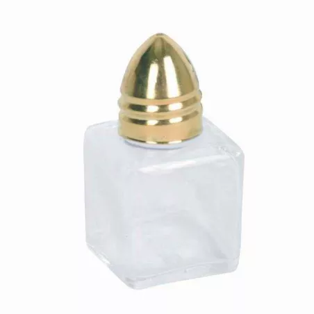 Salero de Vidrio con Forma de Cubo con Tapa de Acero Inoxidable de 1/2 Onza, Color Dorado THUNDER GLTWCC205