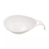 Plato de Porcelana en Forma de Hoja Grande 25 x 13 Centimetros Blanco CATER MAX 15060-2