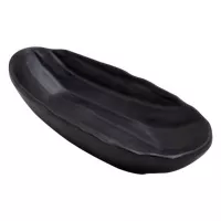 Bandeja de Melamina Ovalada con Textura de 11 x 4.5 Pulgadas de Color Negro MASTER CHEF E015