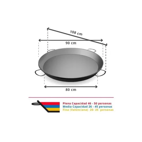 Paellera de Hierro Pulido de 90 Centimetros / 50 Plazas VAELLO 0190