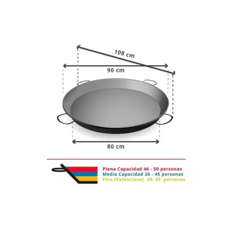 Paellera de Hierro Pulido de 90 Centimetros / 50 Plazas VAELLO 0190
