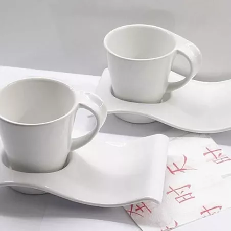 Plato Onda con Taza de 300 Mililitros Blanco ARNI S2248