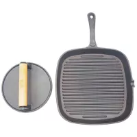 Sarten Cuadrado de Hierro Fundido con Prensa Grill de 11 Pulgadas MASTER CHEF SCHF-27