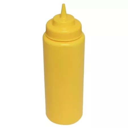 Botella de Boca Ancha para Salsas  de 32 Onzas, Color Amarilla THUNDER PLTHSB032YW
