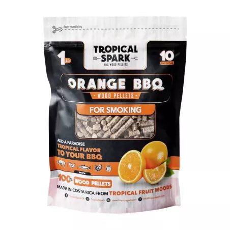 Pellets para BBQ de Madera a Sabor a Naranja de 1 Libra TROPICAL SPARK 0798190195261