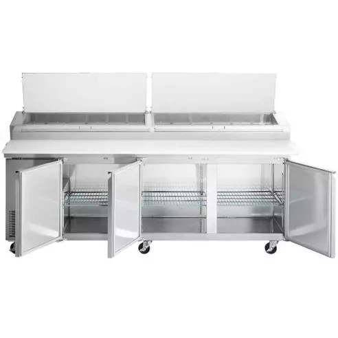 Mesa Refrigerada para Preparacion de Pizza de Acero Inoxidable 3 Puertas 93 Pulgadas U-STAR PICL3-E-HC