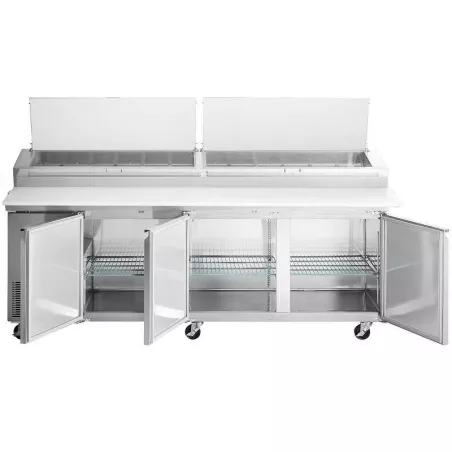 Mesa Refrigerada para Preparacion de Pizza de Acero Inoxidable 3 Puertas 93 Pulgadas U-STAR PICL3-E-HC