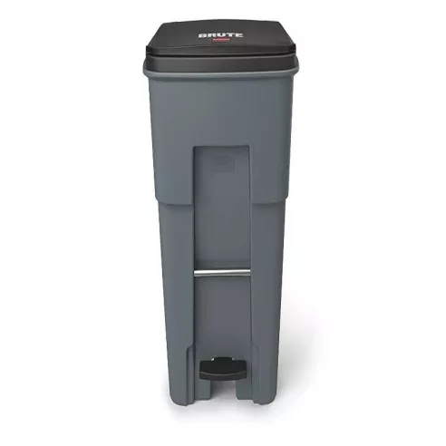 Basurero Rollout de 65 Galones con 2 Ruedas y Pedal, Color Gris  RUBBERMAID 1971968