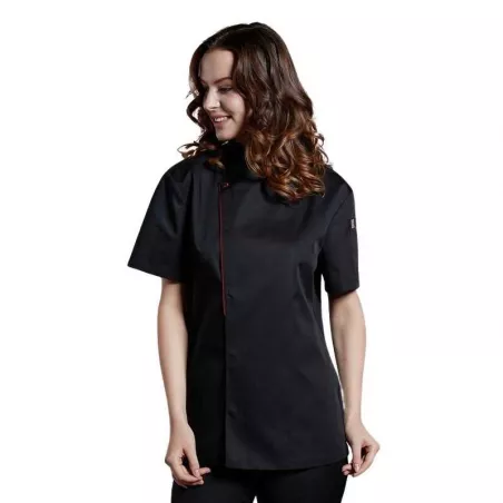 Gabacha Ejecutiva de Manga Corta de Color Negro con Borde Vino Talla L CHECKEDOUT CU110D0104E-L