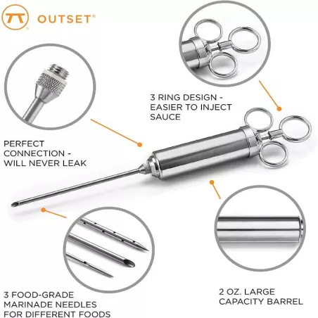 Inyector de Salsas de Acero Inoxidable, Set de 6 Piezas OUTSET 76456