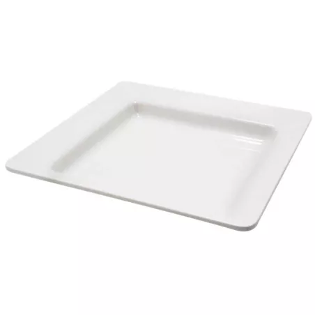 Platon de Melamina Cuadrado de 13 x 13 x 2 Pulgadas, Color Blanco  MASTER CHEF B587