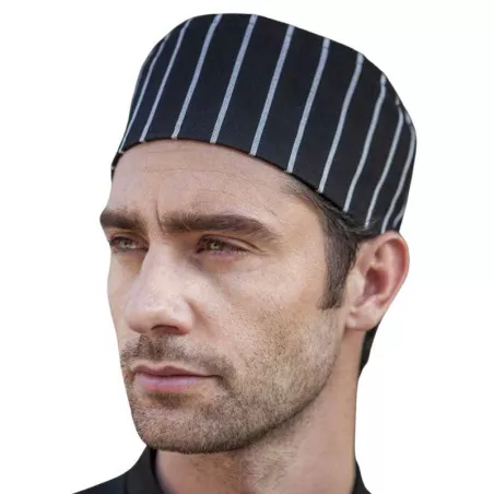 Gorro para Chef de Rallas Blancas 405 Talla M CHECKEDOUT CU405S8600H-M