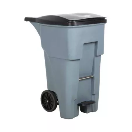 Basurero Rollout de 65 Galones con 2 Ruedas y Pedal, Color Gris  RUBBERMAID 1971968