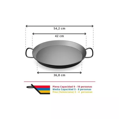 Paellera de Hierro Pulido de42 Centimetros / 10 Plazas VAELLO 0142