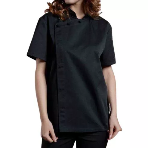 Gabacha Cruzada de Manga Corta de Color Negro Talla XL CHECKEDOUT CU1107D0100A-XL