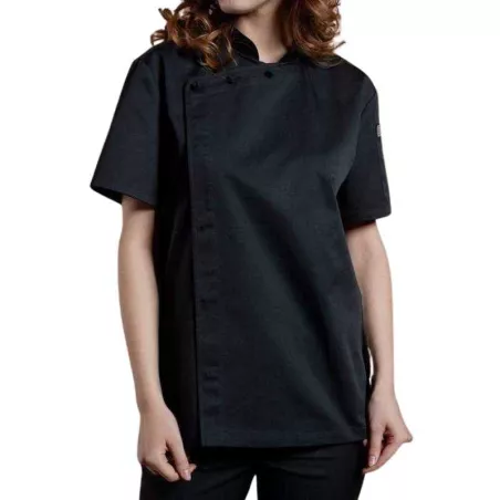 Gabacha Cruzada de Manga Corta de Color Negro Talla XL CHECKEDOUT CU1107D0100A-XL