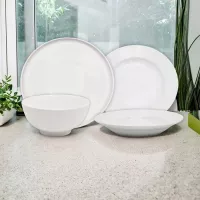 Plato Redondo de Porcelana de Borde Ancho 7 Pulgadas Blanco ARNI S0003 2