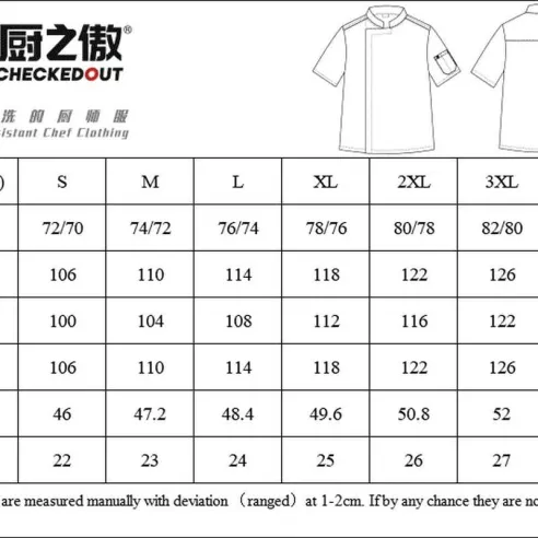 Gabacha De Chef De Peso Pesado De Alta Calidad - Placa Oculta Manga Corta, Talla 3XL CHECKEDOUT CU155D0100A-3XL