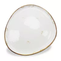 Plato Triangular Coupe de Porcelana Blanco con Borde Dorado 9.5 Pulgadas ARNI C1409-SC01