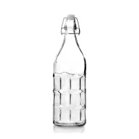 Botella de Vidrio con Abrazadera con Textura de Cuadros de 1000 Mililitros VETRO LXG-005