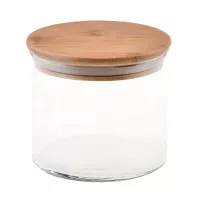 Frasco Claro de Vidrio con Tapa de Madera de 450 Mililitros TIPS OLL-003