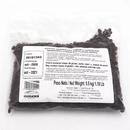 Gotitas de Chocolate Amargo de 500 Gramos COCOA 02140203212