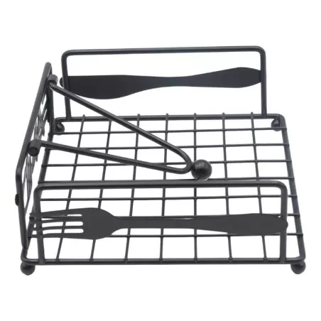 Servilletero de Metal Cuadrado con Leyenda de Familia de Color Negro SIN ASIGNAR HP02-683B