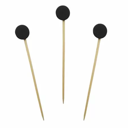 Pincho Decorado de Circulo de 7 Centimetros de  Color Negro, Paquete de 50 Unidades TIPS RRA30-06