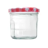 Frasco de Vidrio con Tapa de Cuadros de 150 Mililitros VETRO A-176-03