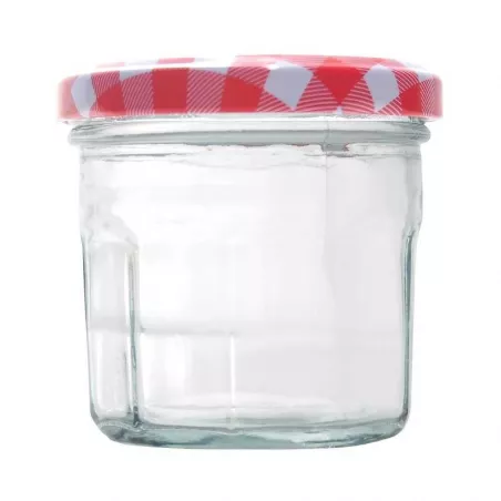 Frasco de Vidrio con Tapa de Cuadros de 250 Mililitros VETRO A-176-01