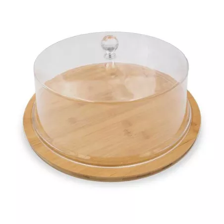 Quequera Redonda de Madera con Tapa Acrilica de 13.5 Pulgadas TIPS B-417