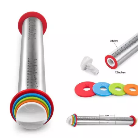 Bolillo Ajustable de Acero Inoxidable con Tapete de Medicion MASTER CHEF 0760823