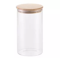 Frasco de Vidrio Claro y Tapa de Madera de 1200 Mililitros TIPS OLL-005