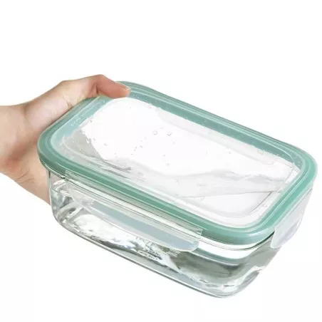 Contenedor de Vidrio Rectangular Hermetico de 370 Mililitros TIPS A-173-03