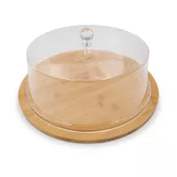 Quequera Redonda de Madera con Tapa Acrilica de 15.5 Pulgadas TIPS B-422