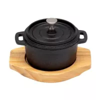 Olla Redonda de Hierro Fundido de 14 x 6.5 Centimetros Negro TIPS KNO-002